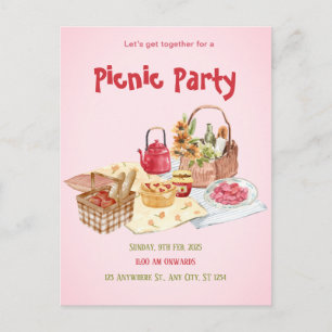 Rosa Picnic Illustration Postkarte