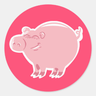 rosa piggischer lustiger Cartoon Runder Aufkleber