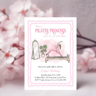 Rosa Pilates Prinzessin Mädchen Nacht Geburtstag Einladung