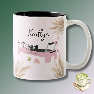 Rosa Pilates Prinzessin Reformer & Matcha  Zweifarbige Tasse