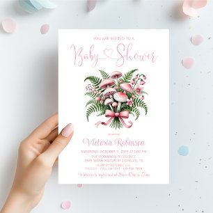 Rosa Pilz-Blumenstrauß Mädchen Baby Shower Einladung