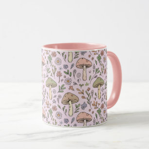 Rosa Pilz Nahtloses Muster Cottagecore Tasse
