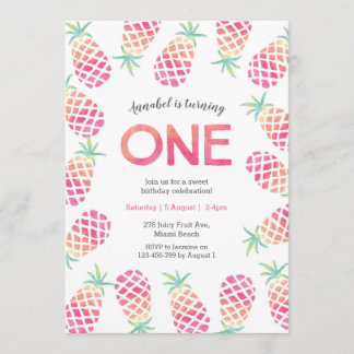 Rosa pinaple tropischen Geburtstag Einladung