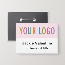 Rosa Pinback Abzeichen Große Namensmarke mit Logo Button