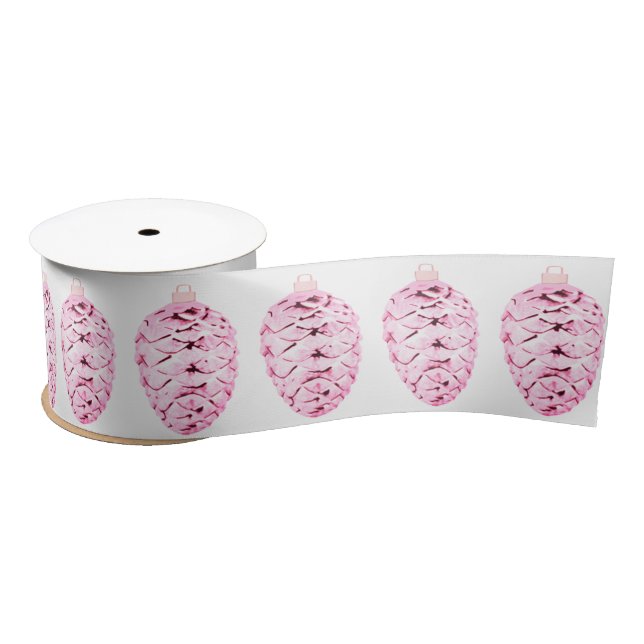 Rosa Pinecones Satinband (Spule)