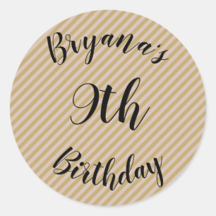 Rosa Pink Beige & Lightgold Streifen Party Runder Aufkleber