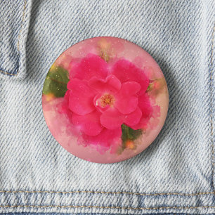 Rosa Pink Florale Aquarell Button