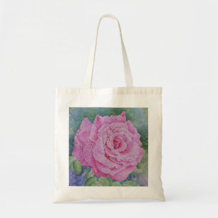 Rosa Pink mit Regentropfen Tragetasche