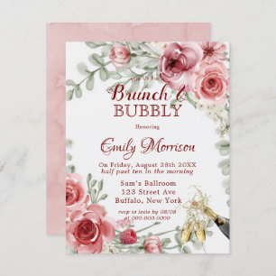 Rosa Pink Peony Champagne Brunch & Bubbly Inv Einladung