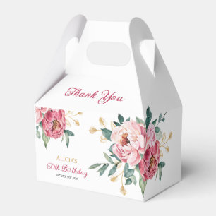 Rosa Pink Peony Gold Leaf Rustikale Flora Geburtst Geschenkschachtel