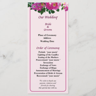 Rosa 'Pink Rambler' Hochzeitsprogramm Programm