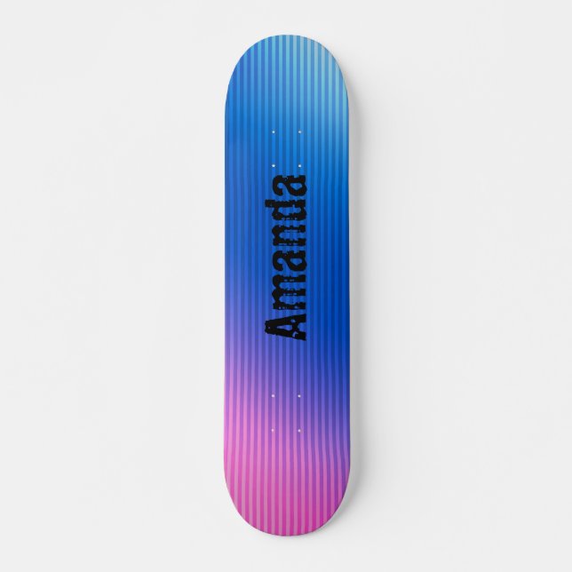 Rosa, pink, Streifen, ombre Skateboard (Vorne)