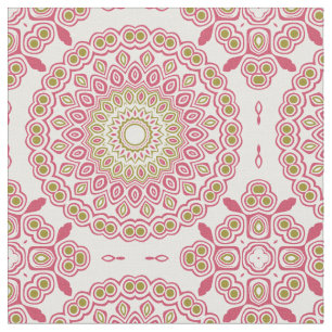 Rosa Pink und Olivgrün Kaleidoskop-Medaillon Stoff