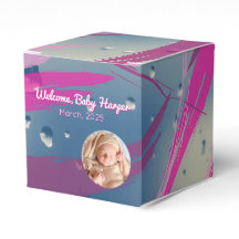Rosa Pinselstrich-Candy-Geschenkbox mit Regentropf