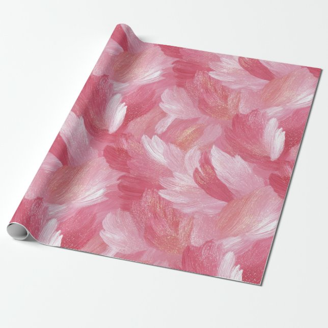 Rosa Pinselstrich Glitter Abstract Muster Geschenkpapier (Ungerollt)