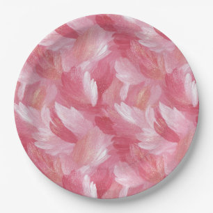 Rosa Pinselstrich Glitter Abstract Muster Pappteller
