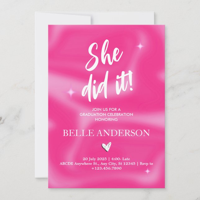 Rosa Pinselstriche y2k Retro-Abschluss Einladung (Vorderseite)