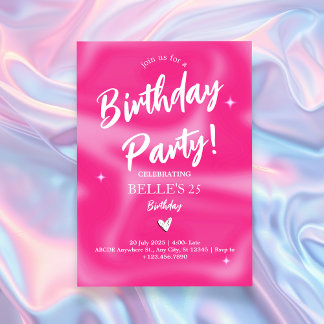Rosa Pinselstriche y2k Retro Geburtstagsparty Einladung