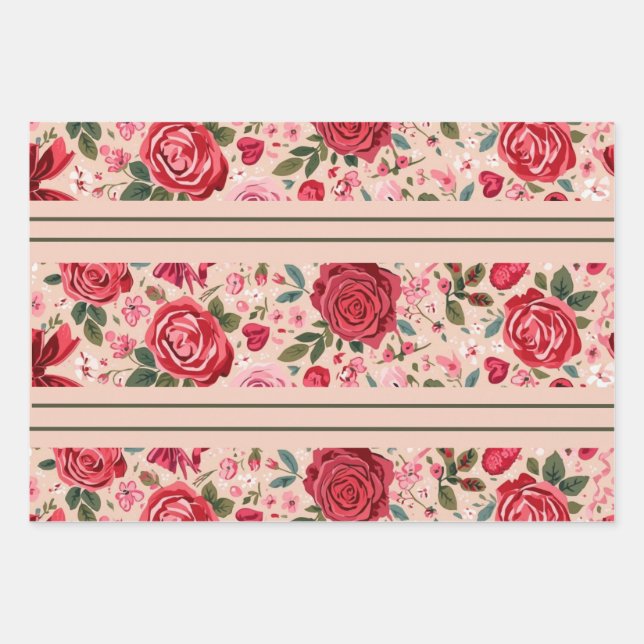 Rosa Pinstripe Geschenkpapier Set (Vorderseite)