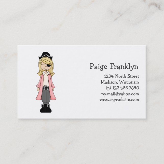 Rosa Piraten · Piraten-Mädchen #2 Visitenkarte (Vorderseite)