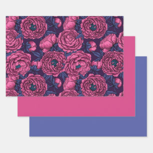 Rosa Piselbuquet Geschenkpapier Set
