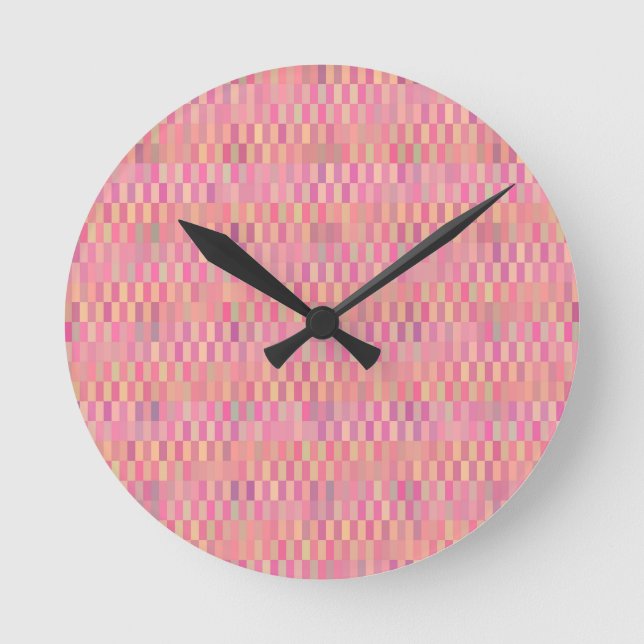 Rosa Pixel Runde Wanduhr (Vorderseite)