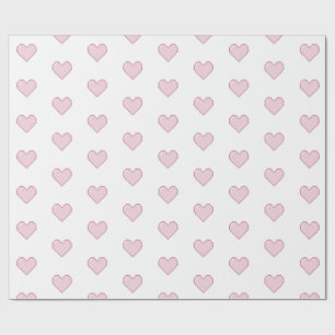 Rosa pixelige Herzen auf weißem Hintergrund Geschenkpapier