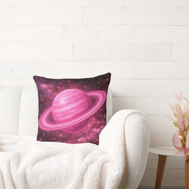 Rosa Planet mit rosa Ringen Kissen (Liege)