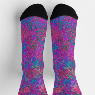 Rosa Plastikgitter Farbige Wirbel Abstrakte Kunst Socken
