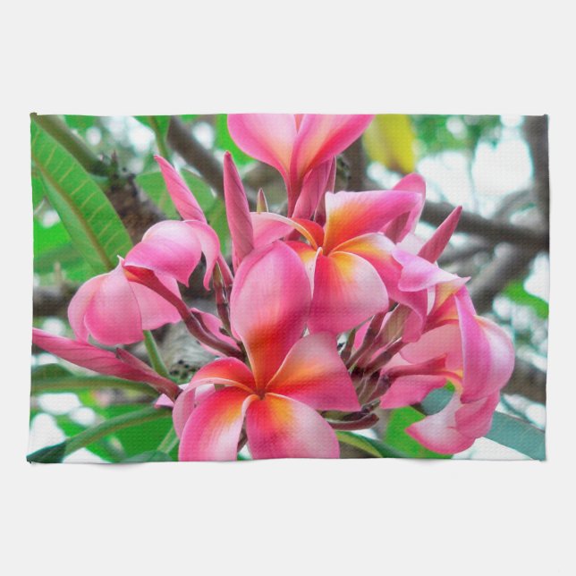 Rosa Plumeria- oder Frangipani-Blume Handtuch (Horizontal)