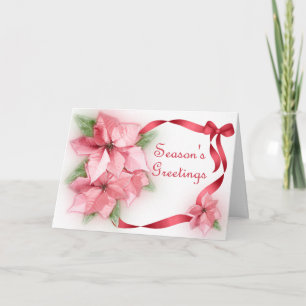 Rosa Poinsettas Feiertagskarte