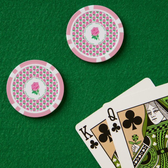 Rosa Poker Chips zum Geburtstag (Pokertisch (doppelt))