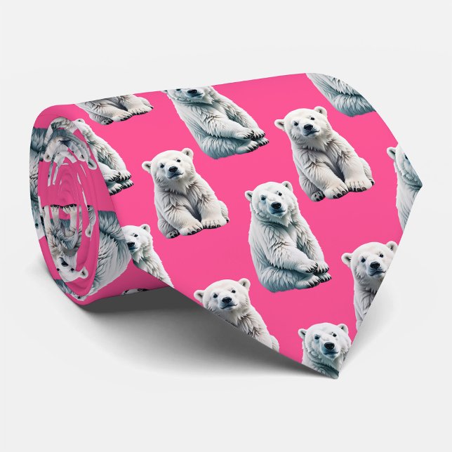 Rosa Polarbär-Musterdesign  Krawatte (Von Creator hochgeladen)