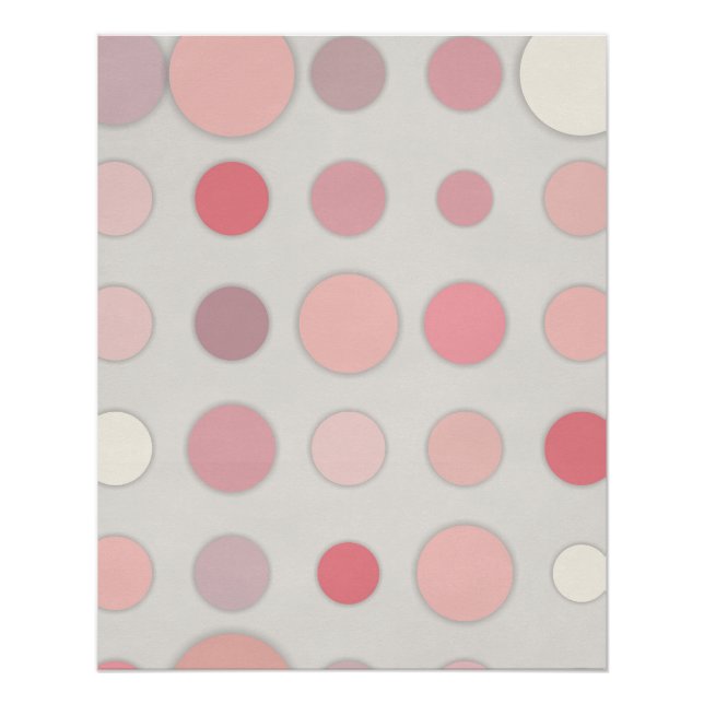Rosa Polka Dot Abstrakt auf Weich Grau Poster (Vorderseite)