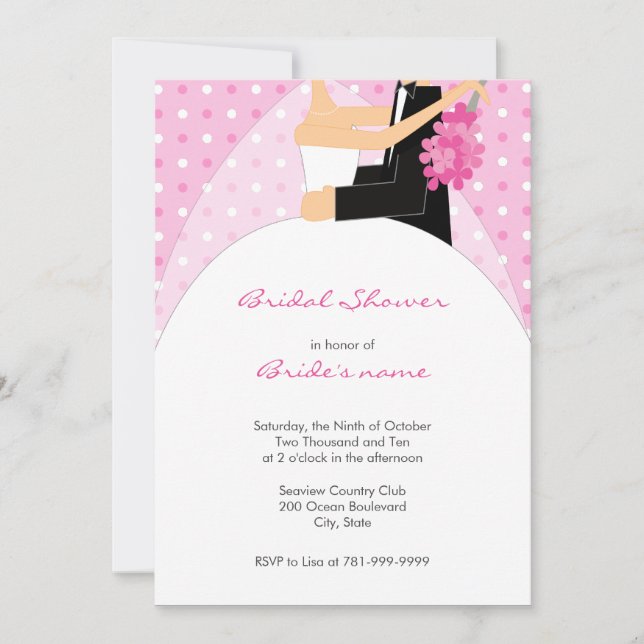 Rosa Polka Dot Bridal Dusche Einladungen (Vorderseite)
