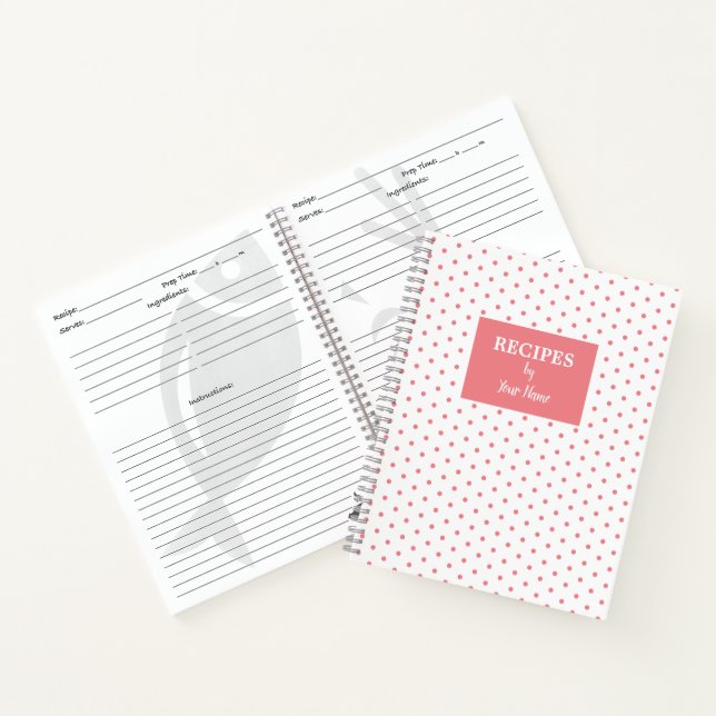 Rosa Polka Dot Personalisiertes Rezept Buch (Innenseite)