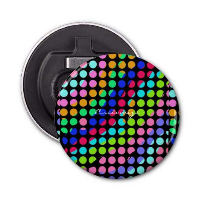 Rosa,Polka+dots,blau,rot,grün,Muster,anpassen,p Flaschenöffner (Vorderseite)