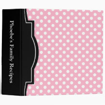 Rosa Polka-Punkt personalisiertes 2" Rezept-Mappe