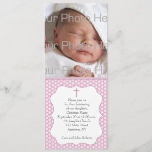 Rosa Polka-Punkt-religiöse Foto-Karte Einladung