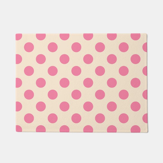 Rosa Polka-Punkte auf Sahne Fußmatte (Vorderseite)