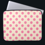Rosa Polka-Punkte auf Sahne Laptopschutzhülle<br><div class="desc">Rosa Polka-Punkte auf Sahne</div>