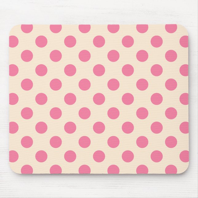 Rosa Polka-Punkte auf Sahne Mousepad (Vorne)