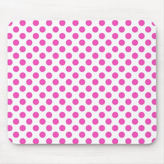 Rosa Polka-Punkte in weißem Mousepad (Vorne)