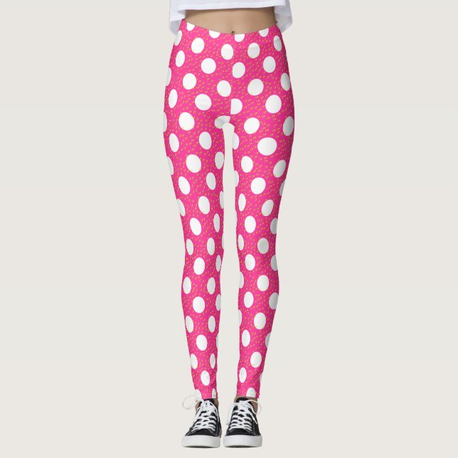 Rosa Polka-Punkte Leggings (Vorderseite)