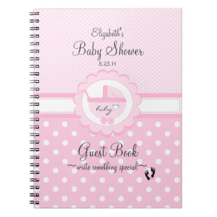 Rosa Polka punktiertes Babyparty-Gast-Buch Notizblock