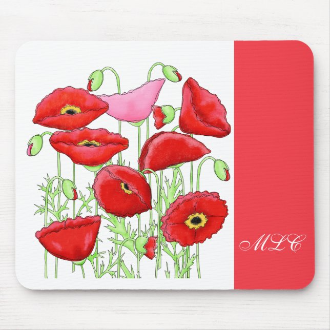 Rosa Pollen Art Custom Monogram Personalisiert Mousepad (Vorne)