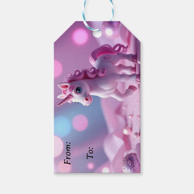 Rosa Pony Einhorn Geschenkanhänger (Vorderseite)