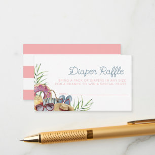 Rosa Poolparty-Baby-Shower-Windel-Raffle-Ticket Begleitkarte