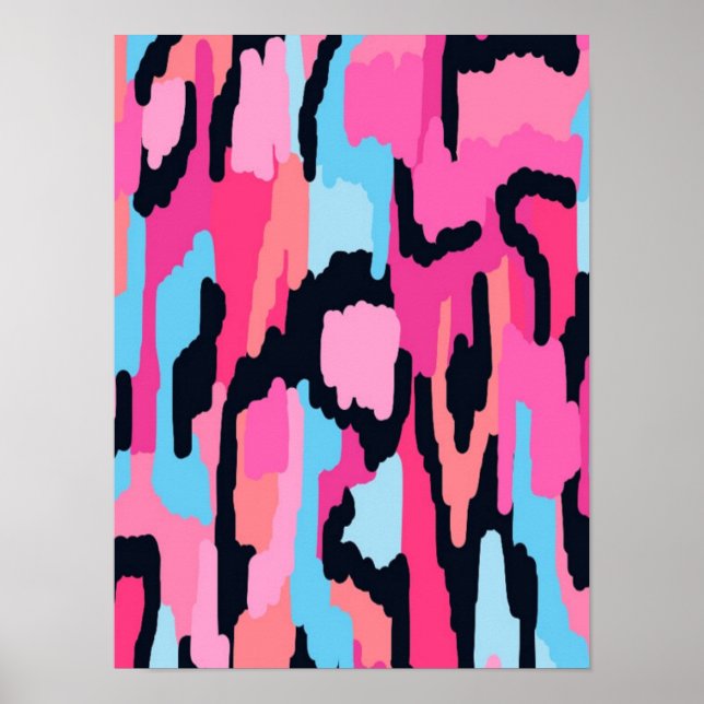 Rosa Pop Abstrakt Poster (Vorne)