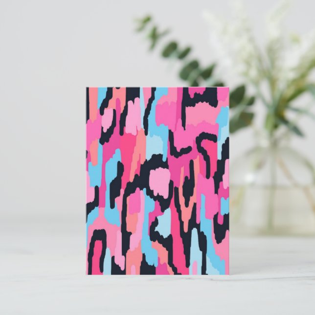 Rosa Pop Abstrakt Postkarte (Stehend Vorderseite)